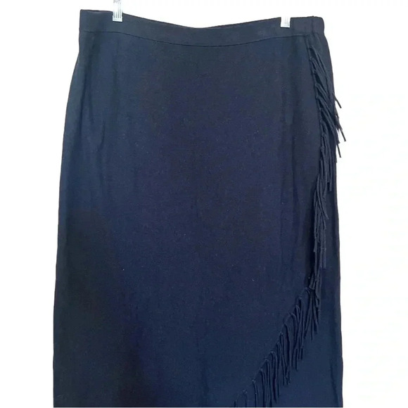 Soft surrounding faux wrap Navy Fringe straight skirt Women’s Size XL - Picture 1 of 5